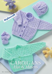 Lace Cardigan, Hat and Mittens Baby Set Knitting Patterns