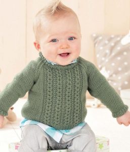 Baby Knitting Pattern Sweater With Small Cables - Free Baby Knitting